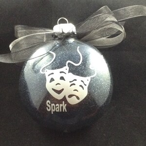 3&quot; Personalized  Theater/Drama Faces Glitter Christmas Ornament