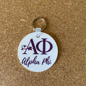 Personalized Alpha Phi Sorority Circle Keychain/Keyfob
