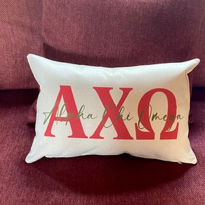Alpha Chi Omega Linen Pillow/Alpha Chi Omega Gift/Alpha Chi Omega Pillow
