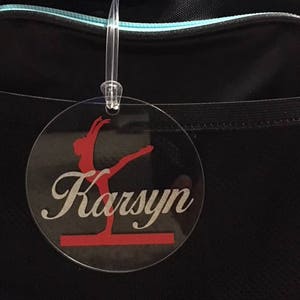 Gymnastics Clear Round Acrylic Luggage Tag Gymnast/Gymnastics Team