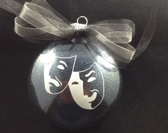 3" Personalized  Theater Faces/Drama Glitter Christmas Ornament