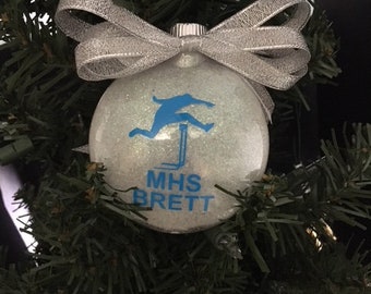 3" Hurdler/Hurdling/Track and Field Personalized Glitter Christmas Ornament