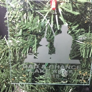 Fishing/Father and Child Fishing/Father and Son Fishing Personalized Glass Etched Christmas Ornament