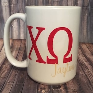 Chi Omega Sorority Personalized Coffee Mug/Coffee Cup 3 Different Sizes Available Officially Licensed