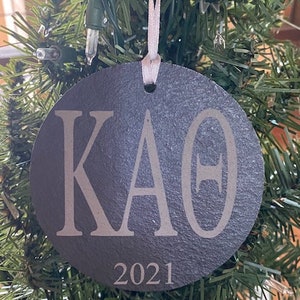 Sorority Personalized Sorority Black Slate 4" Engraved Christmas Ornament