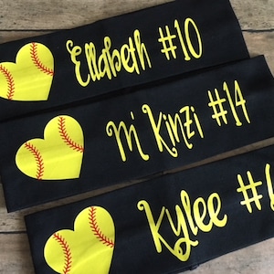 Softball 2.5" Personalized Name/Team Name Sports Headband/Travel Softball Team Headband/Softball Player Headband