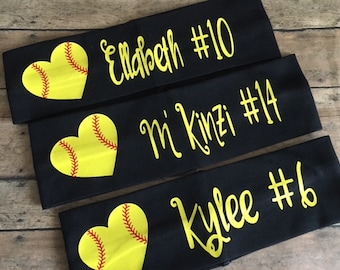 Softball 2.5" Personalized Name/Team Name Sports Headband/Travel Softball Team Headband/Softball Player Headband