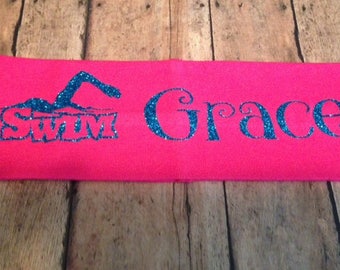 Personalized Swimmer & Name  2.5" Headband/Swim Team Headband/Swim Headband