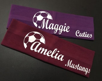 Soccer 2.5" Personalized Name and Team Nams Sports Headband/ Soccer Player/Soccer Team