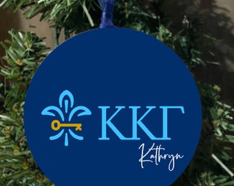 Kappa Kappa Gamma Sorority Custom Flat Aluminum Christmas Ornament Officially Licensed