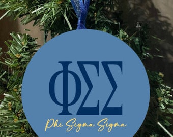 Phi Sigma Sigma Sorority Custom Flat Aluminum Christmas Ornament Officially Licensed