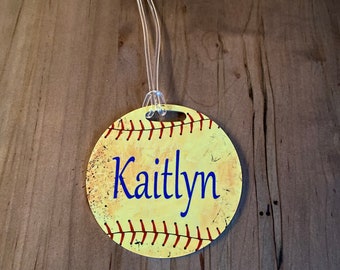 Custom Softball/Softball Team/Softball Player/ Sports Team Personalized Luggage Tag/Bag Tag