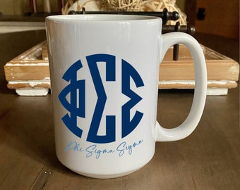 Phi Sigma Sigma Sorority Personalized Coffee Mug/Coffee Cup 2 Different Sizes Available Officially Licensed