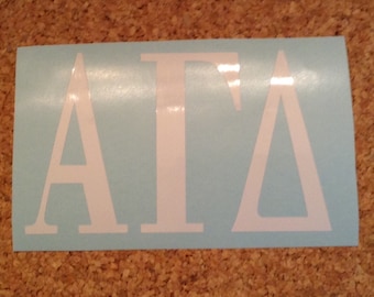 Alpha Gamma Delta Sorority Decal 3x4&quot; Solid/Glitter/Printed Vinyl Colors Available
