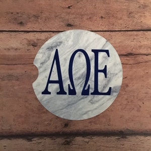 Alpha Omega Epsilon Sorority/Sorority Gift/Greek Letters/Sorority Sisters Car Coaster/Car Cup Holder