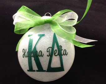 4" Kappa Delta KD  Sorority Glitter Christmas Ornament