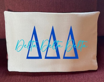 Cuscino in lino Delta Delta Delta/Regalo Delta Delta Delta/Cuscino Delta Delta Delta/Cuscino Sorority Delta Delta Delta