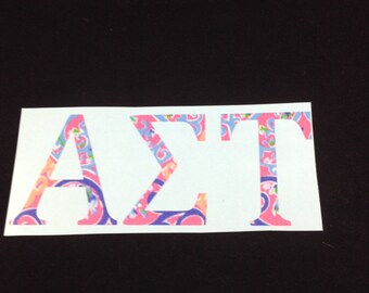 Alpha Sigma Tau Pattern Vinyl  Sorority Decal 2x4&quot;