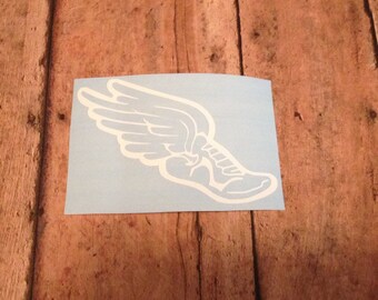 Cross Country  Track Shoe with wings Decal, Tumbler, Laptop, Waterbottle, Car Decal