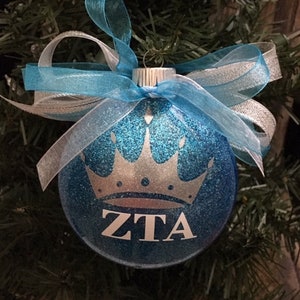 3" Zeta Tau Alpha Sorority Crown Glitter Christmas Ornament