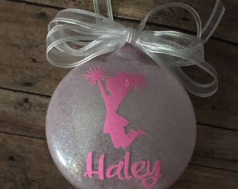 4" Personalized Cheerleader Glitter Christmas Ornament Cheer/Cheer Team/Cheer Squad