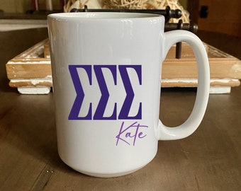 Sigma Sigma Sigma Sorority Personalized Coffee Mug/Tri Sigma Coffee Mug Coffee Cup 2 Different Sizes Available Officially Licensed