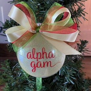 3" Alpha Gamma Delta Custom Glitter Christmas Ornament