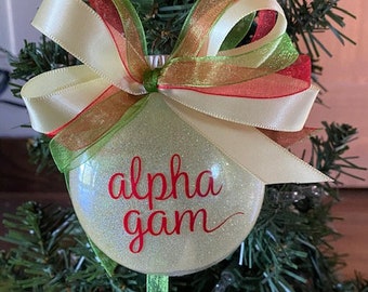 3" Alpha Gamma Delta Custom Glitter Christmas Ornament