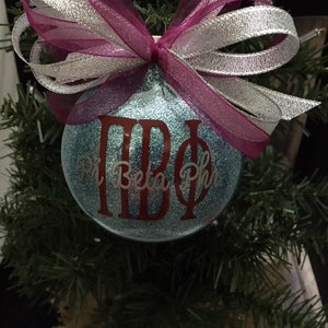 4&quot; Pi Beta Phi Sorority Personalized Glitter Christmas Ornament