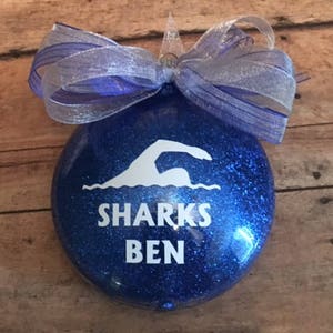 3&quot; Personalized Swimmer Glitter Christmas Ornament/ Swim Team/ Swim