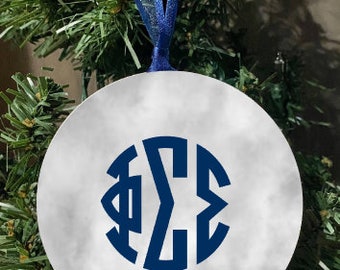 Phi Sigma Sigma Sorority Custom Flat Aluminum Christmas Ornament Officially Licensed