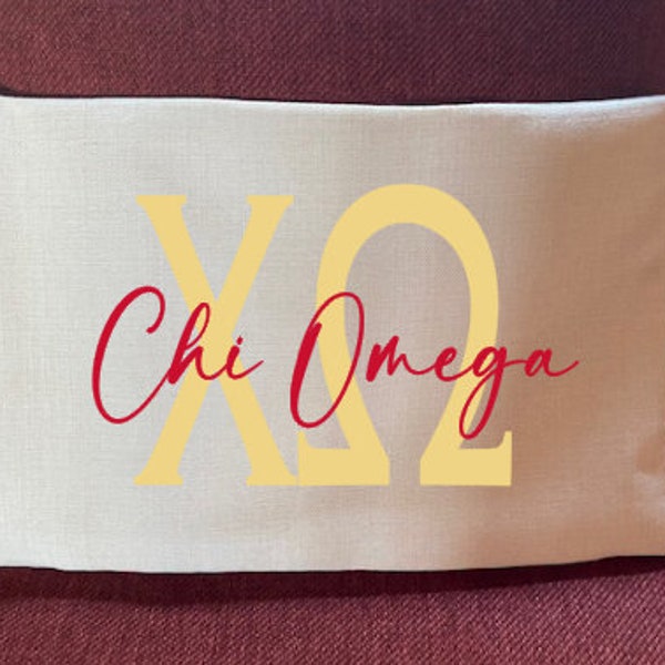 Chi Omega Linen Pillow/Chi Omega Gift/Chi Omega Pillow/Chi Omega Sorority Pillow