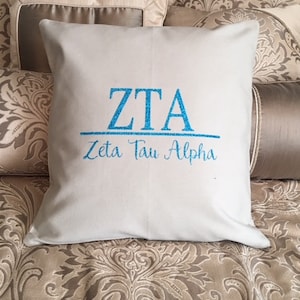 Zeta Tau Alpha/ZTA Sorority 18x18 Throw Pillow/Decorated Pillow/Pillow/ZTA Bid Day Gift/Zeta Tau Alpha Bid Day Pillow
