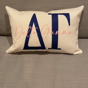 Delta Gamma Linen Pillow/Delta Gamma Gift/Delta Gamma Pillow/Delta Gamma Sorority Pillow