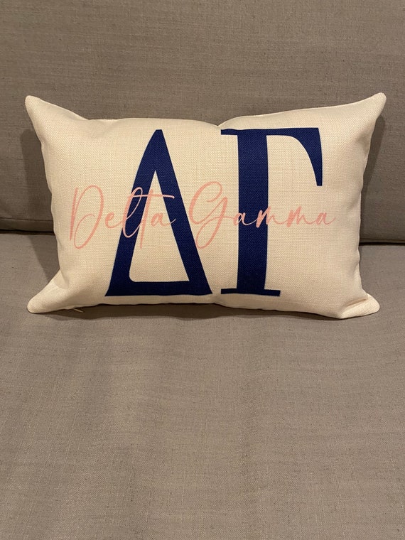 Delta Gamma Linen Pillow/delta Gamma Gift/delta Gamma Pillow/delta