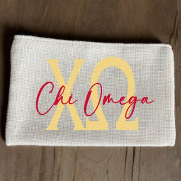 Chi Omega Sorority Make Up Bag/Make Up Tote 3 Sizes