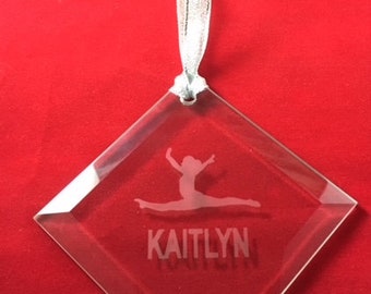 Gymnastics/Gymnast Personalized Glass Etched Christmas Ornament Gymnastics Team Gift