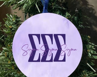 Sigma Sigma Sigma Sorority Custom Flat Aluminum Christmas Ornament/Tri Sigma Ornament Officially Licensed