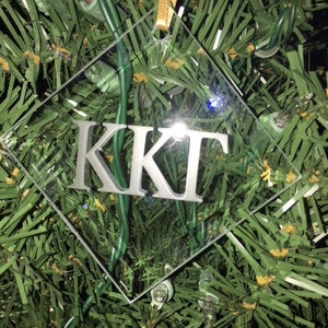 Kappa Kappa Gamma Sorority Glass Etched Christmas Ornament