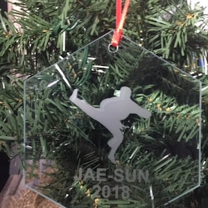 Karate/Tae Kwon Do Personalized Glass Etched Christmas Ornament