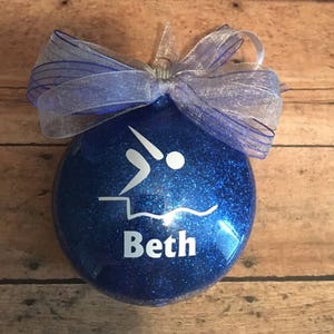 4&quot; Personalized Swimmer Glitter Christmas Ornament/ Swim Team/ Swim