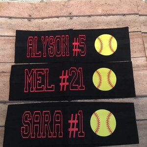 Softball 2.5 Personalized Name Headband/Team Name Sports Headband/ Softball Player/Softball Team/Travel Team Headband Bild 6