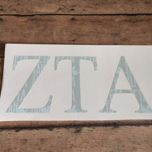 Zeta Tau Alpha Sorority Printed Decal 3x6&quot;