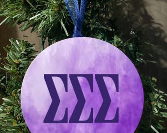 Sigma Sigma Sigma Sorority Custom Flat Aluminum Christmas Ornament/Tri Sigma Ornament Officially Licensed