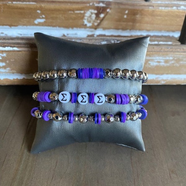 Sigma Sigma Sigma Custom Bracelet-Officially Licensed-Sorority Greek Letter Bracelets-Sorority Bid Day Gift-Sorority Initiation Gift