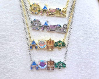 Icon Park Necklaces; California Park necklace; Florida Park Necklace; WDW Custom Size Disneyland Rides, Mother's Day Mom Jewelry 18" 20" 24"