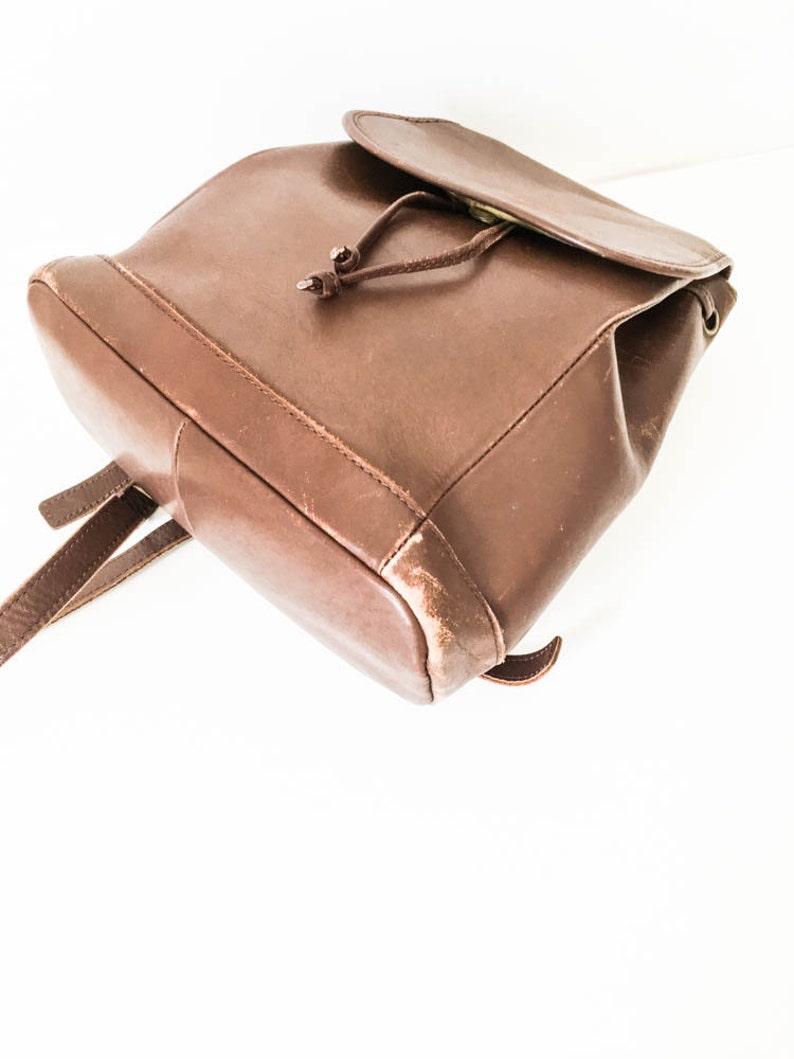 LL Bean brown leather backpack Minimalist Distressed leather Etsy