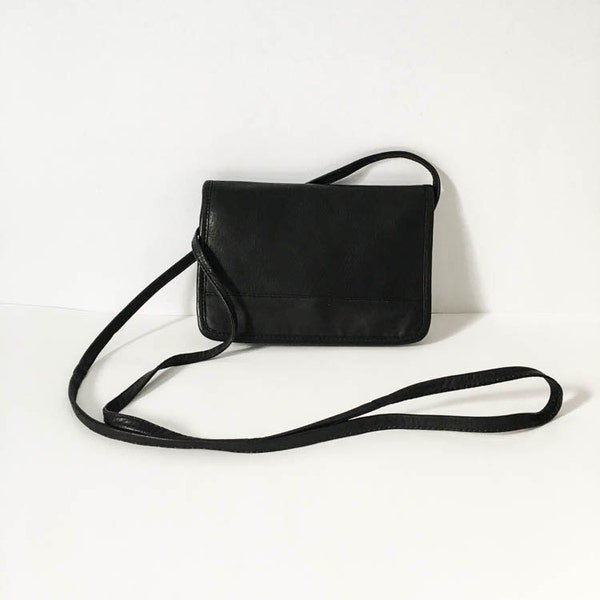 Leather cross body purse - Small shoulder purse - Black leather purse - Black shoulder bag - Small leather cross body - Leather travel bag