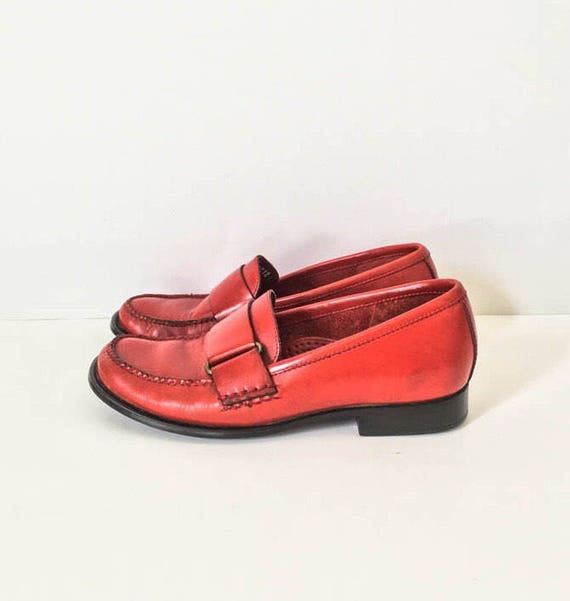 GH Bass Women's Red leather loafers 