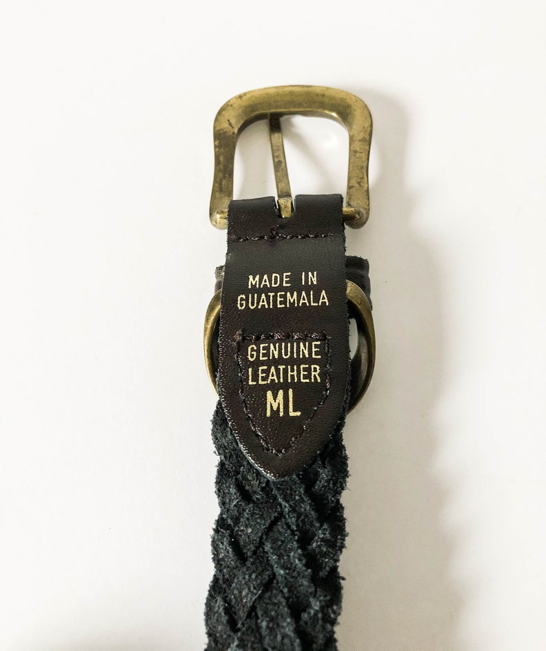 Southwestern leather belt Med Lg Vintage dark brown braided leather belt Braided leather belt Guatemala made